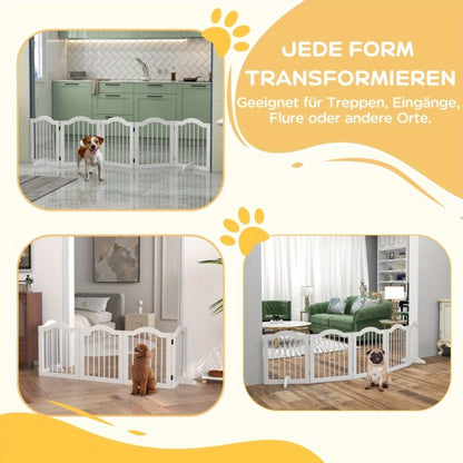 Hondenren – Puppyren – Hondenkennel – Dierenren – Hondenbench – 5 Panelen – Opvouwbaar – Flexibel – Aluminium – 254,5 x 29,5 x 61 cm – Wit – Modulair en Stevig