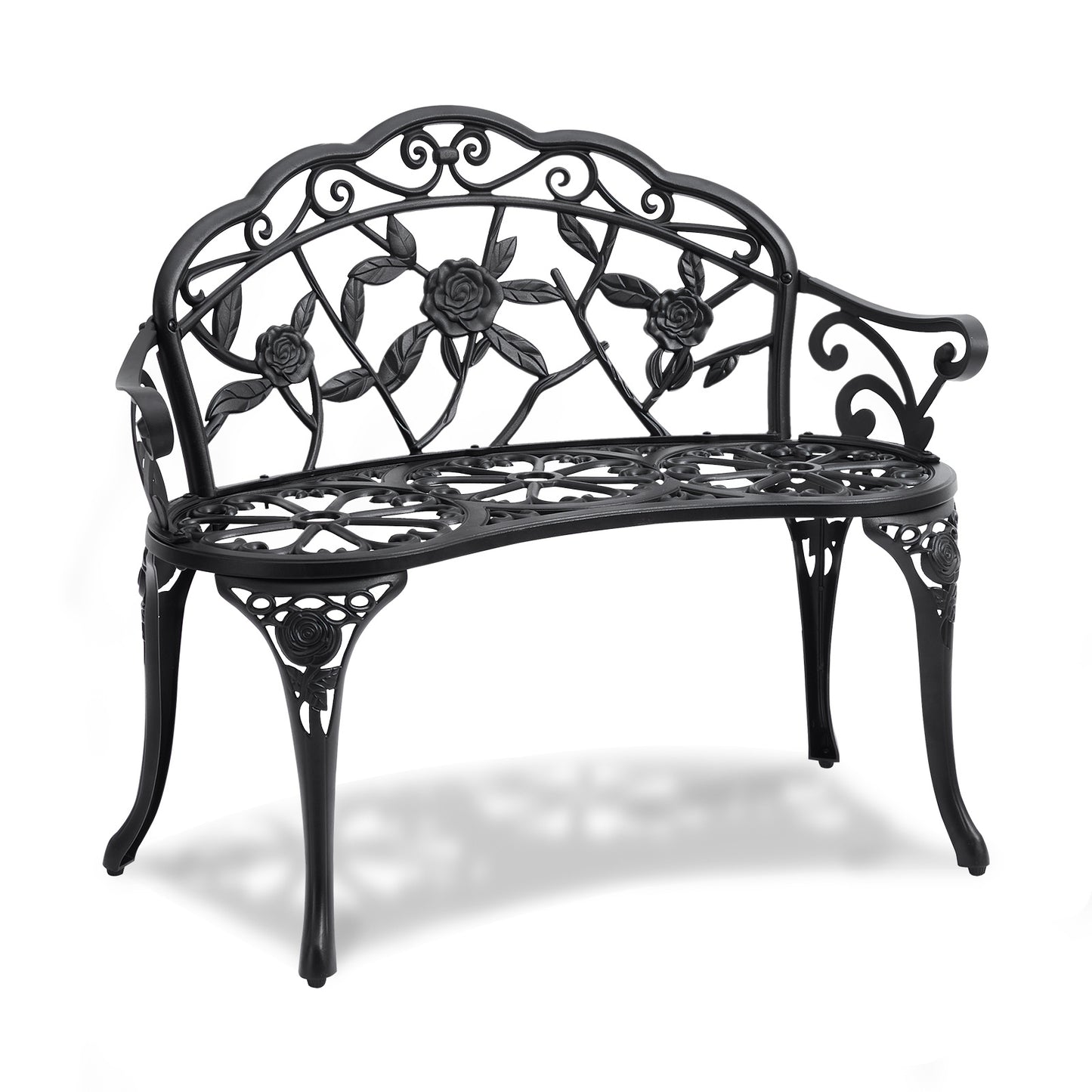 Tuinbank – Buitenbank – Parkbank – Patiobank – Zwarte Metalen Bank – Stevig Metalen Frame – Weerbestendig Poedercoating