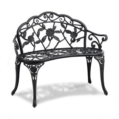 Tuinbank – Buitenbank – Parkbank – Patiobank – Zwarte Metalen Bank – Stevig Metalen Frame – Weerbestendig Poedercoating