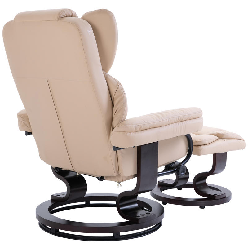Relaxfauteuil – Relaxstoel – Draaifauteuil – Lounge stoel – Zitfauteuil – Met handmatige verstelbare rugleuning – Stevig metalen frame tot 160 kg – Compact ontwerp crème kleur