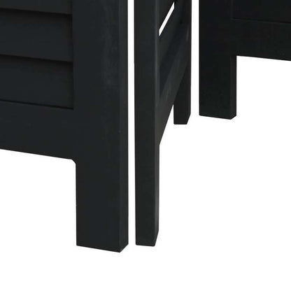 Room Divider with 3 Panels Made of Solid Black Paulownia Wood