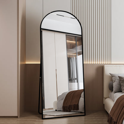 Staande Spiegel – Passpiegel – Wandspiegel – Full Body Spiegel – Grote Spiegel – Minimalistisch Zwart Aluminium Frame – 180x80 cm – Breukveilige Bescherming