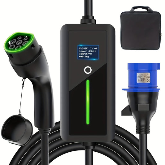 Elektrischeauto-oplader – Mobiele Lader – Thuislader – Type 2 Oplader – EV Snellader – 7 kW Vermogen – 5 Meter Kabel – 32A – IEC 62196-2 Veiligheid