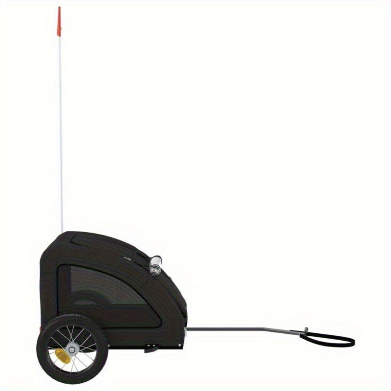 Hondenfietsaanhanger – Hondenaanhanger – Fietsbuggy – Hondenbuggy – Fietsaanhanger Hond – Ruim Interieur – Stevig IJzeren Frame – Openklapbare Voorruit & Zijdeuren – Veiligheidstuig – Zwart Oxford Stof