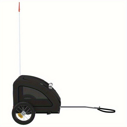 Hondenfietsaanhanger – Hondenaanhanger – Fietsbuggy – Hondenbuggy – Fietsaanhanger Hond – Ruim Interieur – Stevig IJzeren Frame – Openklapbare Voorruit & Zijdeuren – Veiligheidstuig – Zwart Oxford Stof