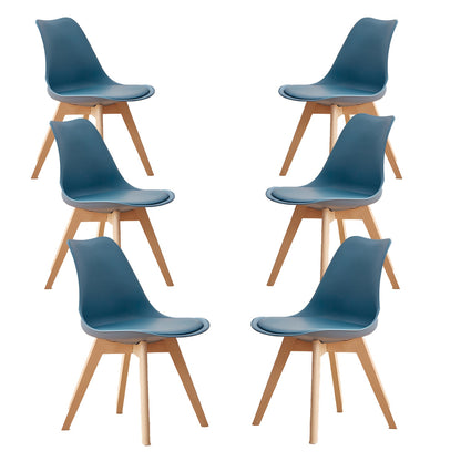 Eetkamerstoel – Stoel – Kuipstoel – Keukenstoel – Designstoel – Set Van 6 – PU Zitting – Beukenhouten Frame