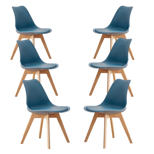Eetkamerstoel – Stoel – Kuipstoel – Keukenstoel – Designstoel – Set Van 6 – PU Zitting – Beukenhouten Frame