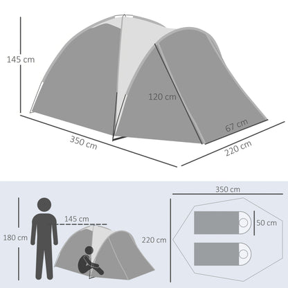 Kampeertent – Koepeltent – Outdoor Tent – Bivak Tent – Grijze Tent – Voor 2-3 Personen – Lichtgewicht Bamboevezel – Ventilerende Gaa Ramen