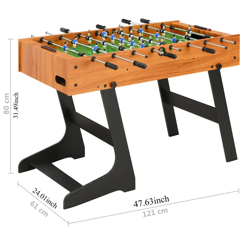 Tafelvoetbal – Voetbaltafel – Fussbaltafel – Tafelspel – Spelontwerp – Lichtbruin Composite Materiaal – Opvouwbaar en Compact 121x61x80 cm