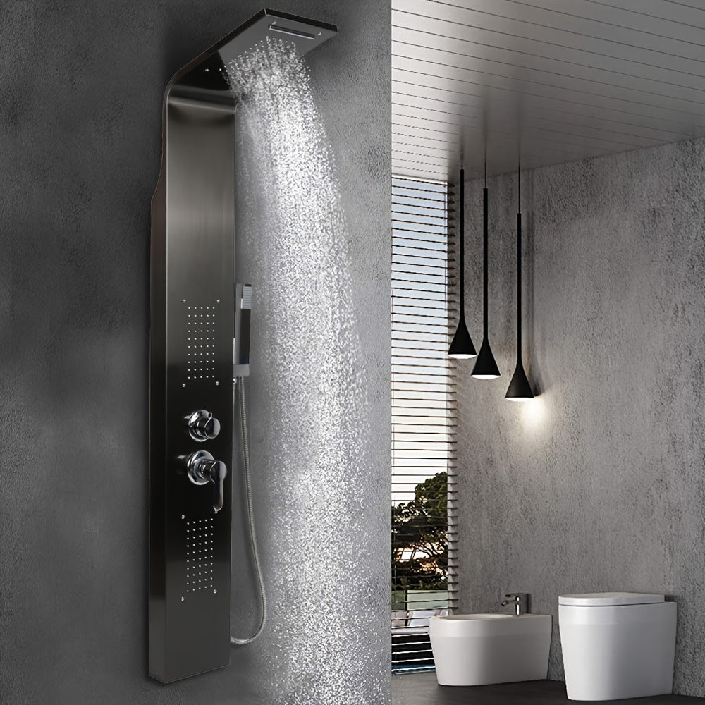 Douchewand – Douchewand – Douchewand – Douchewand – Douchewand – Handdouche – 3 Regenstanden – 140 cm Hoog – Zwart Roestvrijstaal – Spatwaterdicht