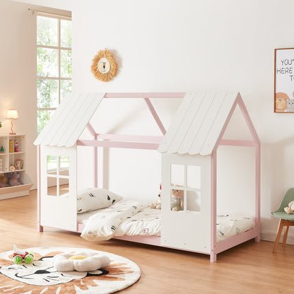 Kinderbed – Kinderbedden – Eenpersoonsbed – Peuterbed – Huisbed – Massief Hout – Semi-Open Design – Geschikt Voor Matras 90x200 cm – Diverse Kleuren