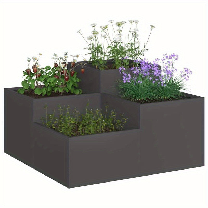 Plantenbak – Tuinbak – Bloembak – Moestuinbak – Verhoogde Bak – Zwart Staal – 100x100x48 cm – Weerbestendig & Duurzaam