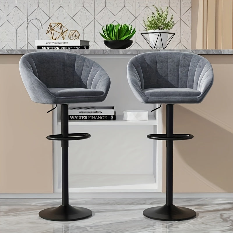 Barstoel – Barkruk – Barstoelset – Keukenstoel – Barkrukken – Verstelbaar – Draaibaar – Velvet Zitting – Met Metalen Frame