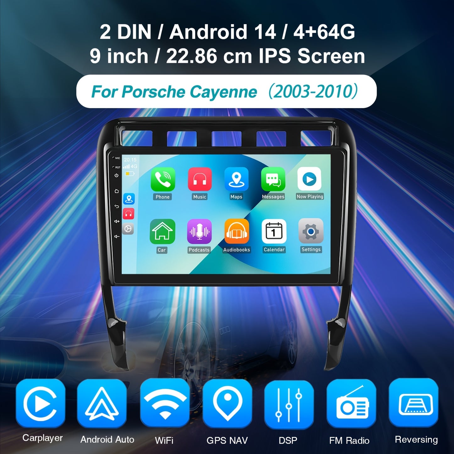 Autoradio – Car Stereo – Multimedia Speler – Auto Radio – 2-DIN – 9 Inch IPS Touchscreen – Android 14 – Draadloos Apple CarPlay & Android Auto