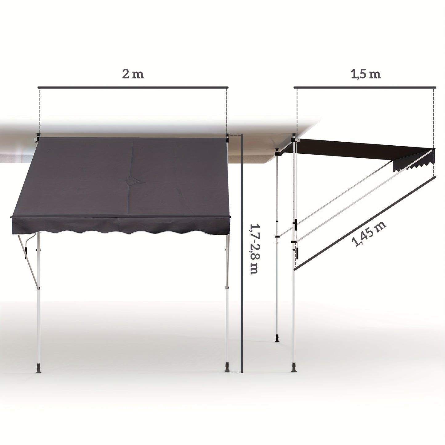 Zonneschermclips – Luifelclips – Schaduwdoekklemmen – Balkonclips – Terrasclips – Verstelbaar – Aluminium Grijs – Geschikt voor 200x150 cm Luifels
