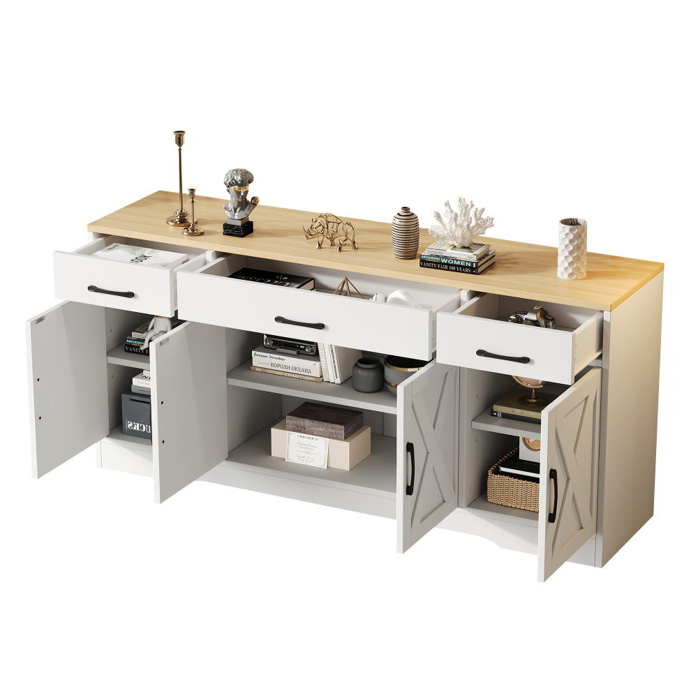 Modern White Sideboard | Multi-functional Wooden Cabinet for Living Room/Dining Room, Decorative Contemporary Style