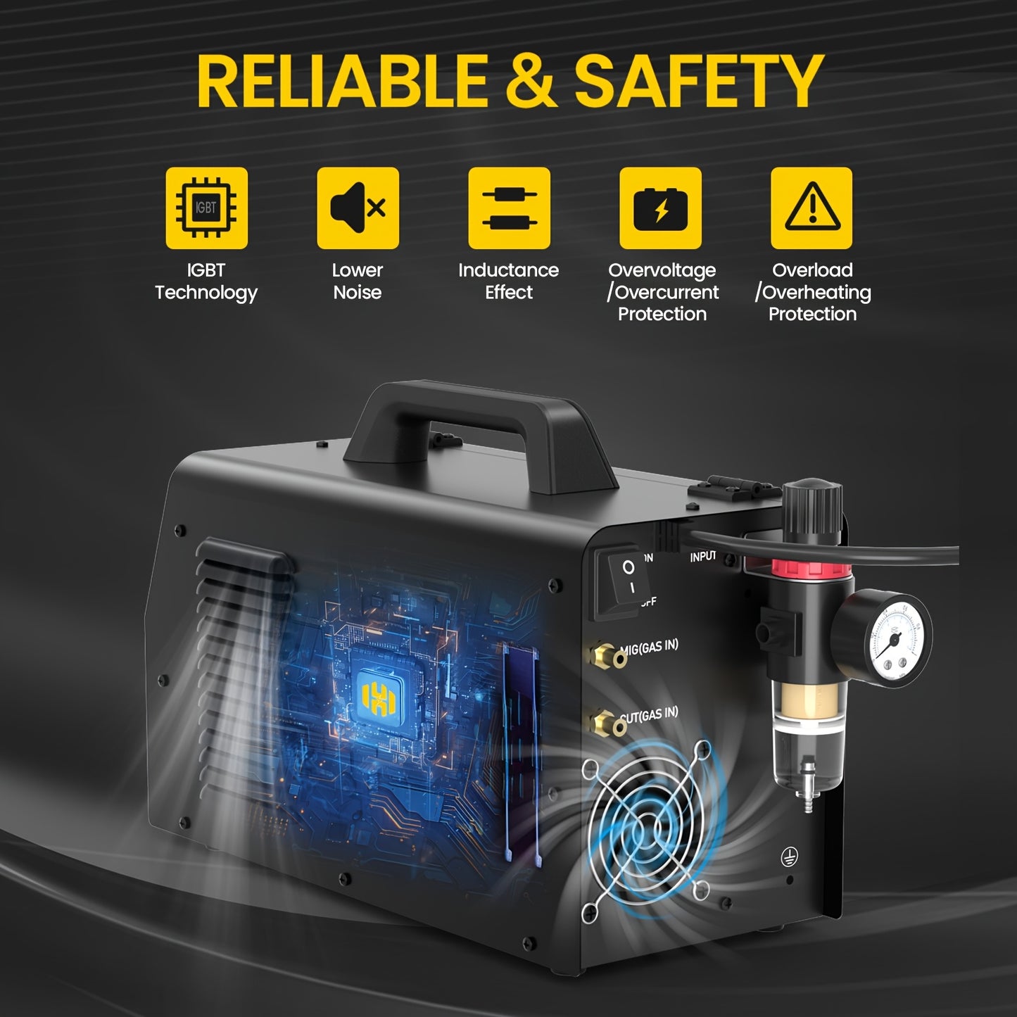 Lasmachine – Lasmachine 4-in-1 – Snijmachine – Gasbeschermd Lassen – Zelfbeschermend Lassen – Digitaal Display – 220V Europese Stekker – Mat Zwart Design