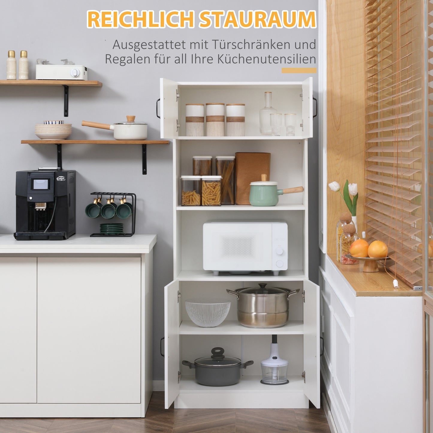 Keukenkast – Keukenbuffet – Opbergkast – Keukenkastje – Wit Zwart – Landelijke Stijl – Ruimtebesparend 170x70x40 cm