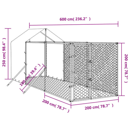 Hondenkennel – Hondenren – Dierenren – Puppyren – Buitenren – 2x6x2,5 Meter – Gegalvaniseerd Staal – UV- en Waterbestendig Polyethyleen