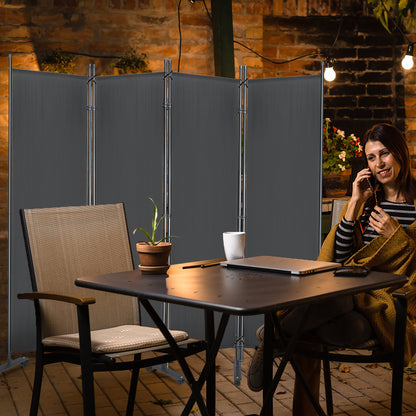 Kamerscherm – Roomdivider – Scheidingswand – Paravent – Kamerverdeler – Inklapbaar – Stabiel Met Metaal Frame – Polyester Antraciet 225x180 cm