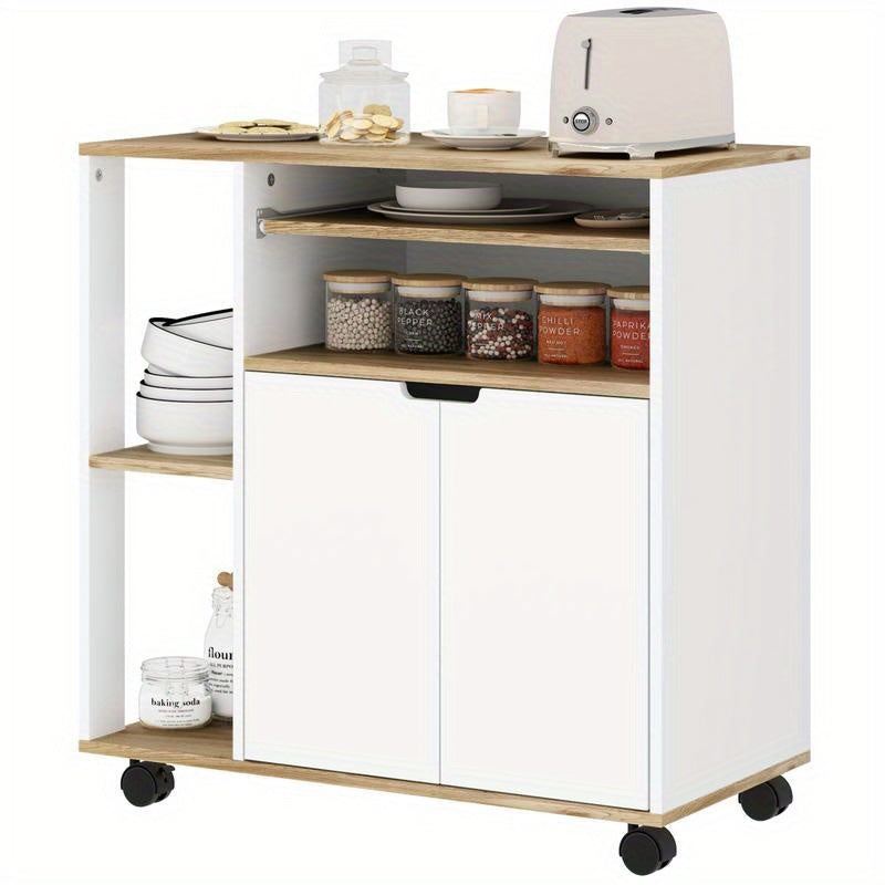 Opberkkar – Opbergwagen – Rollende Trolley – Mobiele Kar – Opvouwbare Handkar – Verstelbare Planken – Met Slot – Metalen Frame – Houtaccenten – 4 Wielen
