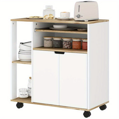 Opberkkar – Opbergwagen – Rollende Trolley – Mobiele Kar – Opvouwbare Handkar – Verstelbare Planken – Met Slot – Metalen Frame – Houtaccenten – 4 Wielen