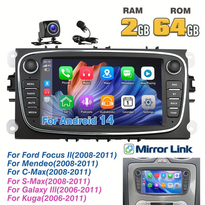 Autoradio – Auto Stereo – Multimedia Speler – DAB+ Radio – GPS Navigatie – 7 Inch Touchscreen – Android 14 OS – Draadloze CarPlay & Android Auto