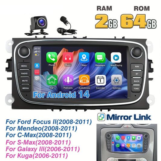 Autoradio – Auto Stereo – Multimedia Speler – DAB+ Radio – GPS Navigatie – 7 Inch Touchscreen – Android 14 OS – Draadloze CarPlay & Android Auto
