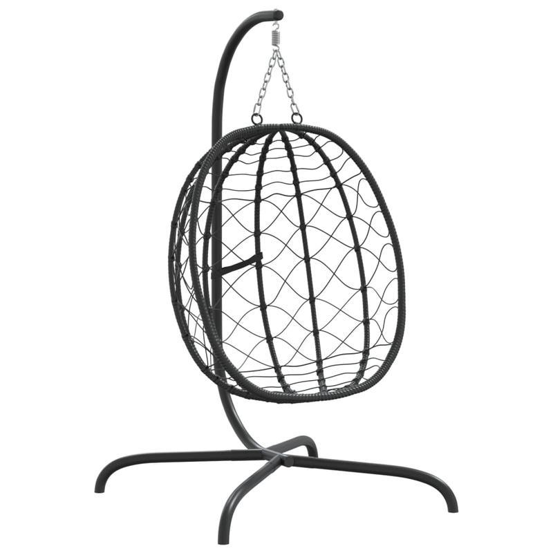 Hangstoel – Schommelstoel – Hangstoel Met Frame – Hangmand – Lounge Stoel – Crème Wit Polyrattan – Staal Frame – Inclusief Comfortkussen
