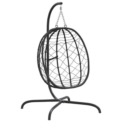 Hangstoel – Schommelstoel – Hangstoel Met Frame – Hangmand – Lounge Stoel – Crème Wit Polyrattan – Staal Frame – Inclusief Comfortkussen