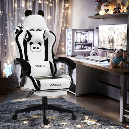 Ergonomic Pink Office Chair with Adjustable Height, Headrest & Lumbar Support - Cute Doll Design, 360° Swivel Base, 5-Point Adjustable Armrests, 5-Point Adjustable Footrest, 5-Point Adjustable Backrest, 5-Point Adjustable Se