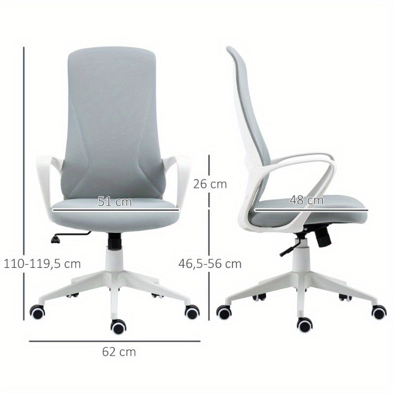 Bureaustoel – Kantoorstoel – Draaistoel – Werkstoel – Office Chair – Verstelbare Hoogte – Kantelfunctie – Ergonomisch Mesh – Lichtgrijs