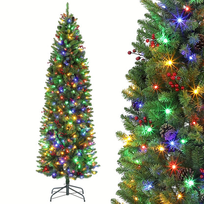 kunstkerstboom – nepkerstboom – kunstboom – kerstversiering – kerstdecoratie – 230 cm groot – 9 lichtstanden met warm wit en multicolor LEDs