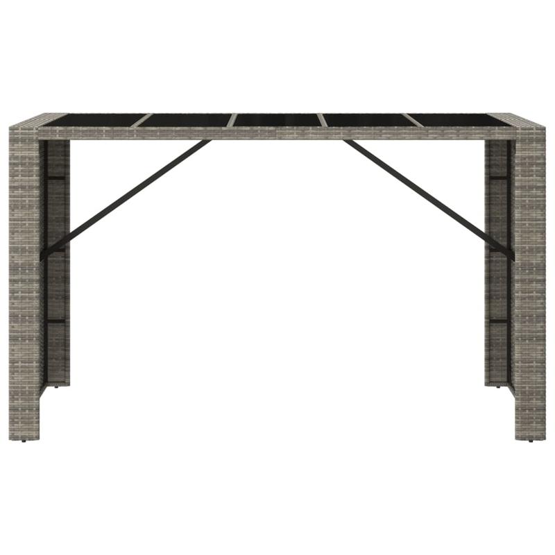 Outdoor Bar Tafel – Buitenbar Tafel – Tuinbar Tafel – Balkon Tafel – Terras Bar Meubel – Weerbestendig Kunststof Rattan – Groot Glazen Tafelblad 185x80x110 cm