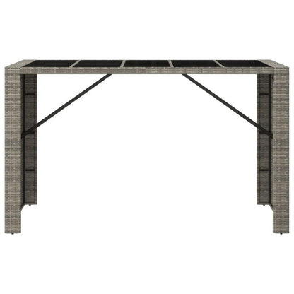 Outdoor Bar Tafel – Buitenbar Tafel – Tuinbar Tafel – Balkon Tafel – Terras Bar Meubel – Weerbestendig Kunststof Rattan – Groot Glazen Tafelblad 185x80x110 cm