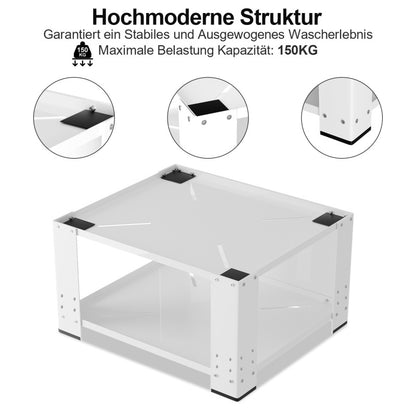 Wasmachine Verhoger – Wasmachine Verhoging – Droger Verhoger – Wasmachine Plint – Wasmachine Frame – Met Verstelbare Opberglade – Draagvermogen Tot 150 Kg – Afmeting 60,6x60,6x40 cm