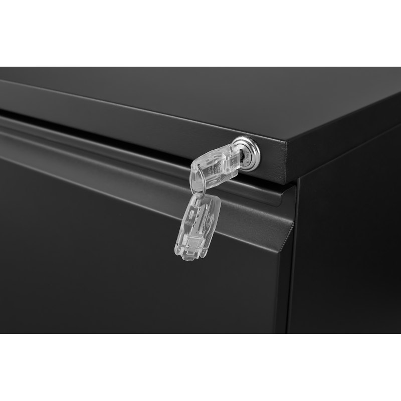 Lockerkast – Opbergkast – Kantoorkast – Ladeblok – Mobiele Lade – Zwart Metalen Kantoorlade – Met Slot – Volledig Uitrekbaar & Draagkracht 80kg