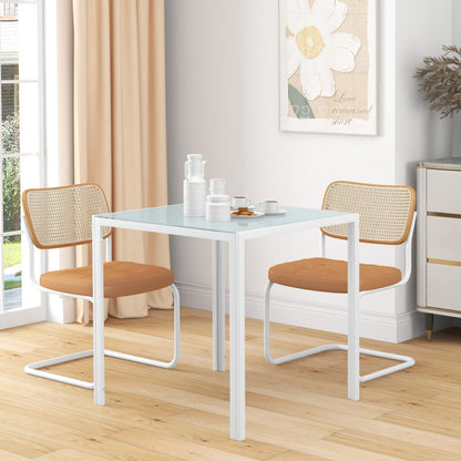Eettafel – Keukentafel – Tafel – Dinertafel – Vierkante tafel – Compact 75x75x75 cm – Hoogwaardig gehard glas – Stevig metalen frame