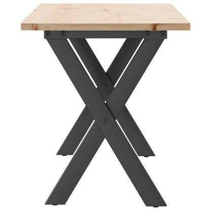 Eettafel – Familietafel – Salontafel – Tafel – Dinertafel – Massief Grenenhout – Stalen X-Frame – 110x40x45 cm – Natuurlijk Design