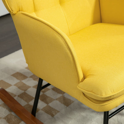 Draaifauteuil – Fauteuil – Relaxstoel – Stoel Met Voetenbankje – Loungefauteuil – Scandinavisch Design – Beukenhouten Frame – 360 Graden Draaibaar – Geel – 64x89x90 cm