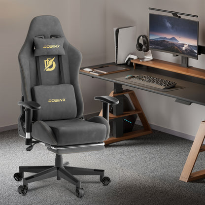 Ergonomische Gamingstoel – Bureaustoel – Computestoel – Recliner Stoel – Gamestoel Met Voetsteun – Verstelbare Rugleuning – Hoogwaardige Kunstleren Bekleding – Grijs