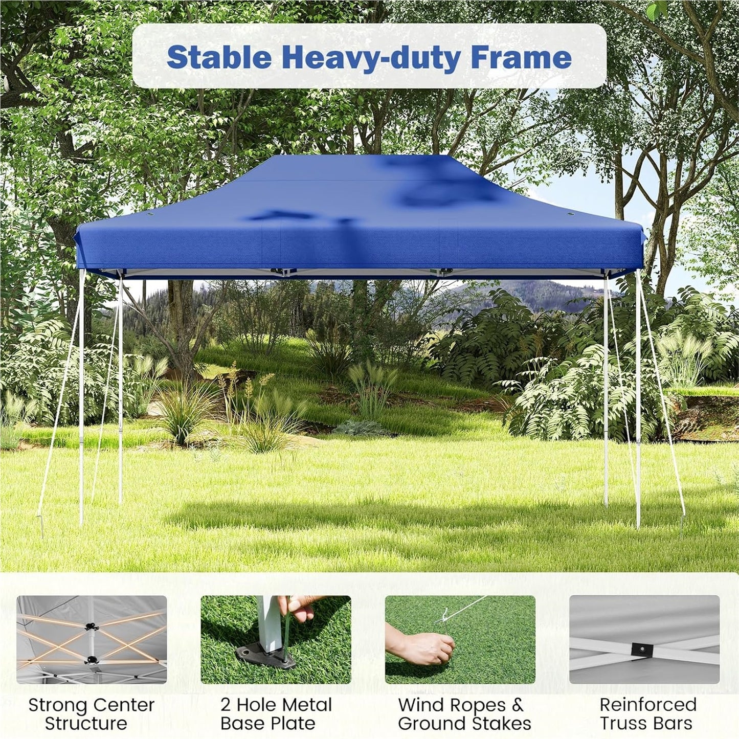 Partytent – Paviljoen – Easy-Up Tent – Vouwtent – Feesttent – 3x4,5 m – Waterafstotend Oxfordmateriaal – Verstelbare Hoogte