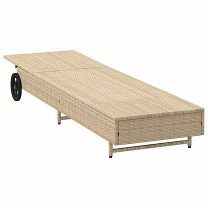 Ligstoel – Ligbed – Relaxstoel – Buitenstoel – Ergonomisch Design – Gerecycled Houten Frame – Weerbestendig Vlechtwerk