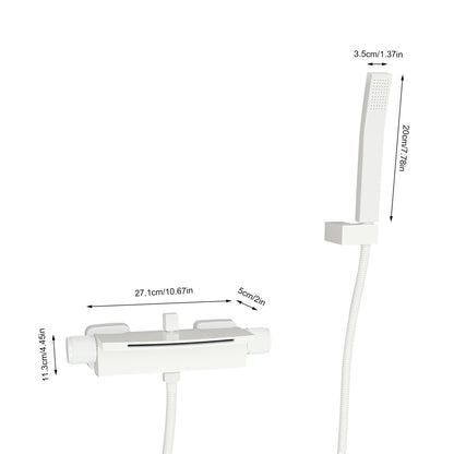 Muurmaandkraan – Badkraan – Douchekraan – Watervalkraan – Handdouche – Duurzaam Messing – Witte Mat Design