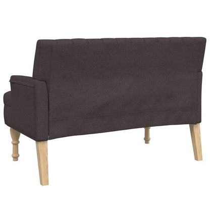 Bankje – Zitbank – Halbankje – Woonkamerbank – Slaapkamerbank – Massief Houten Frame – Donkerbruin Champagne Met Pluche Kussens – 114x65x75 cm