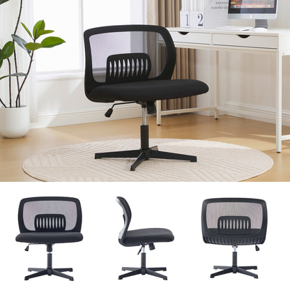 Bureaustoel Zonder Armleuningen – Ergonomische Bureaustoel – Computerstoel – Stoel Voor Bureau – Moderne Task Chair – Brede Zitting – Kantelfunctie & 360° Draaibaar – Grijs Mesh