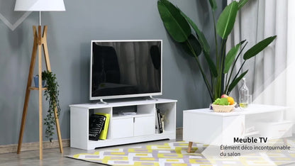 TV-meubel – TV-kast – TV-benk – Televisiekast – Media-meubel – Wit – Compact Design – Spaanplaat – 120x30x41 cm