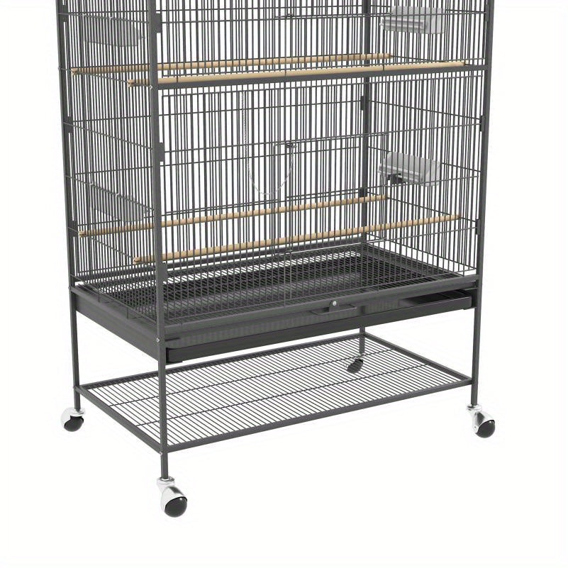 Kleindierkooi – Vogelkooi – Knaagdierkooi – Hamsterkooi – Dierenkooi – Ruim Design 94x57x153 cm – Met Deur en Wielen