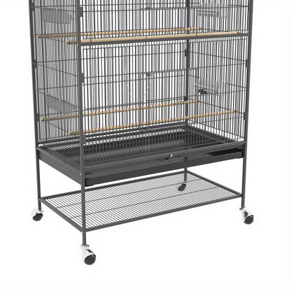Kleindierkooi – Vogelkooi – Knaagdierkooi – Hamsterkooi – Dierenkooi – Ruim Design 94x57x153 cm – Met Deur en Wielen