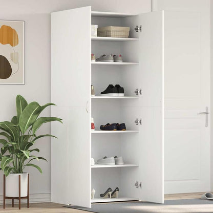 Schoenenkastje – Schoenenrek – Schoenenopberger – Schoenenmeubel – Schoenenkast Wit – Duurzaam Hardhout – Smal & Hoog Ontwerp 80x35,5x180 cm